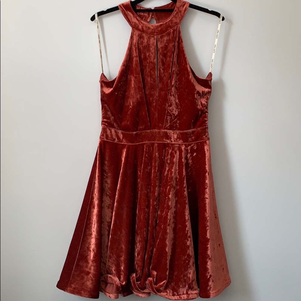 Crushed velvet flare dress